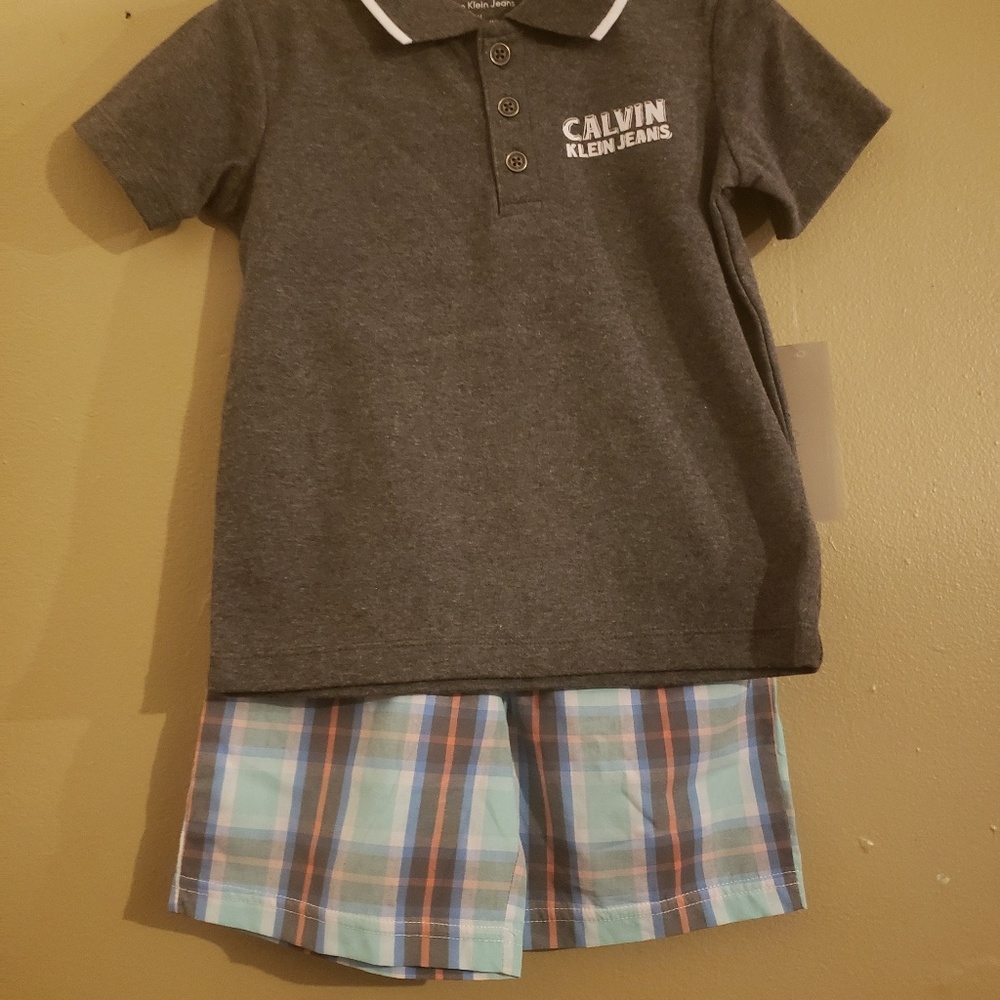 Calvin klein short set boys new grey top plaided - Picture 6 of 6